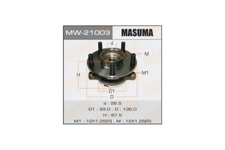 Маточина колеса переднього у зборі з підшипником Infinity FX 35 (02-12) G 37 (08-), M 37 (10-) 2WD (MW-21003) MASUMA MW21003