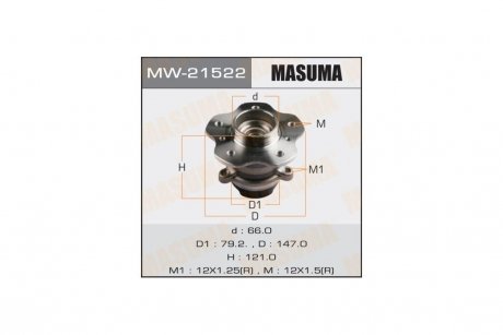 Ступица колеса заднего в сборе с подшипником Nissan Qashqai (13-) 2WD (с ABS) (MW-21522) MASUMA MW21522