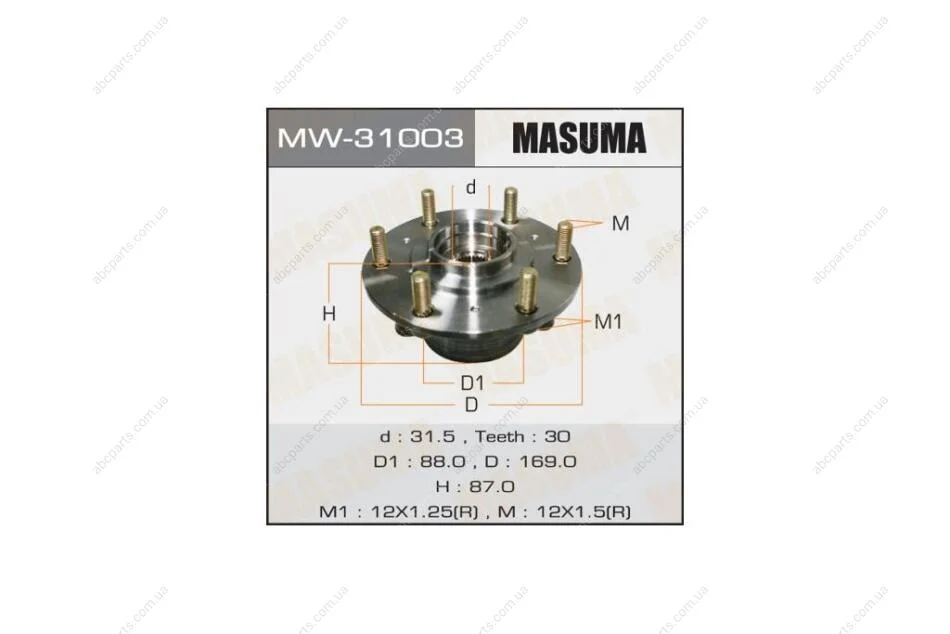 Маточина колеса переднього у зборі з підшипником Mitsubishi L200 (07-), Pajero Sport (08-) (MW-31003) MASUMA MW31003 (фото 1)