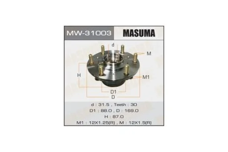 Маточина колеса переднього у зборі з підшипником Mitsubishi L200 (07-), Pajero Sport (08-) (MW-31003) MASUMA MW31003
