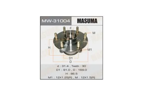 Ступица колеса передн MITSUBISHI PAJERO / V87W, V97W (MW-31004) MASUMA MW31004