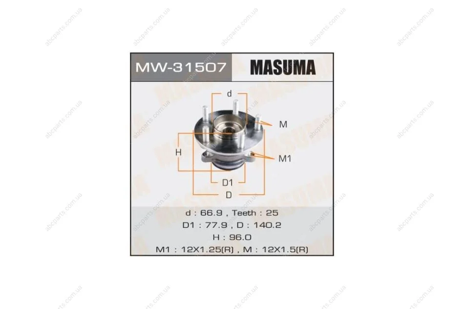 Маточина колеса заднього в зборі з підшипником Mitsubishi Eclipse Cross (18-), Outlander (12-) 4WD (MW-31507) MASUMA MW31507 (фото 1)