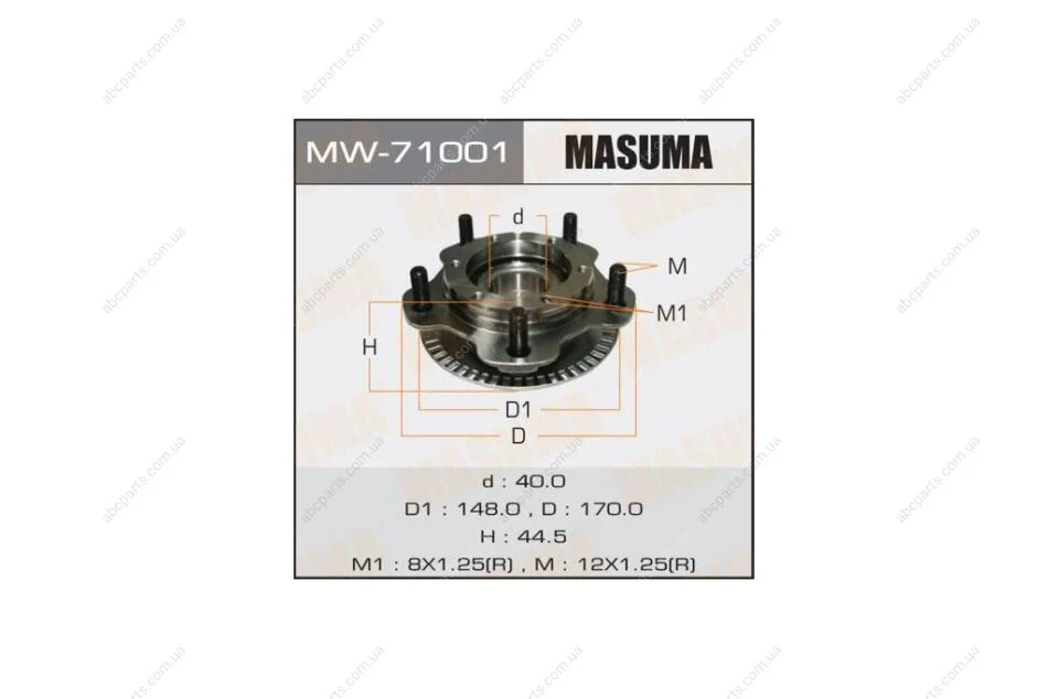 Маточина колеса переднього у зборі з підшипником Suzuki Grand Vitara (-05) (MW-71001) MASUMA MW71001 (фото 1)