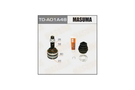 ШРУС 23x58x26 x48 TOYOTA COROLLA (02-12), TOYOTA AVENSIS (03-08) (TO-A01A48) MASUMA TOA01A48