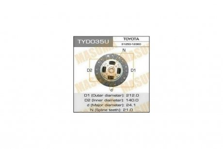 Диск сцепления 212*140*21*24.1 TOYOTA AURIS MASUMA 'TYD035