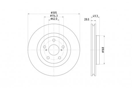 Диск тормозной передний Toyota Camry (V7) (17-), RAV 4 V (_A5) (18-) NISSHINBO ND1128K