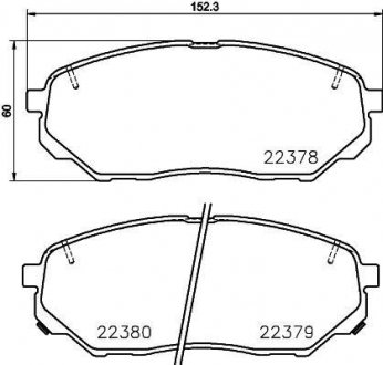 Колодки гальмівні дискові передні Hyundai Santa Fe IV (TM) (18-) NISSHINBO 'NP6098