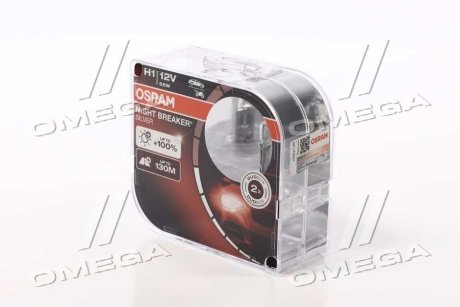 Лампа галогенная Night Breaker Silver +100% H1 12V 55W (2 шт.) OSRAM 64150NBS-HCB