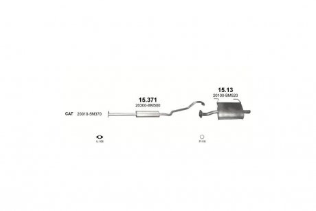 Глушитель алюм. сталь, задн. часть Nissan Almera 1.5i-16V 02/01-06, 1.8i-16V 03/01-06 sedan POLMOSTROW 15.13