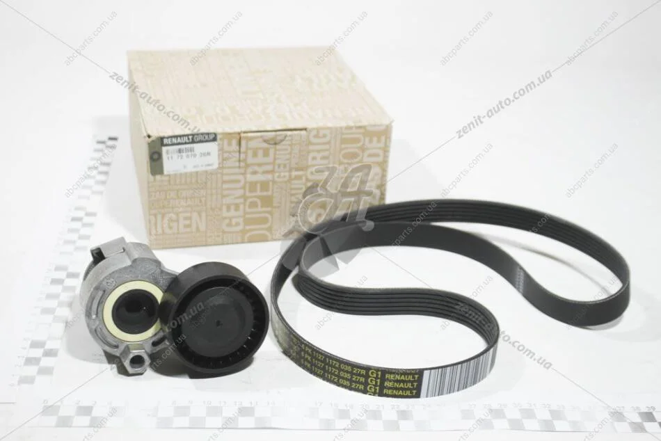 Ремiнь генератора з роликом 1,5dci 1.6 16V Renault Kangoo II, Megane II, Clio III, Logan Renault RENAULT 117207020R (фото 1)