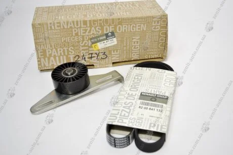 Ремк-кт привода генератора Logan 1,4/1,6 без конд (ремінь + 1 ролик) Renault RENAULT 7701477522