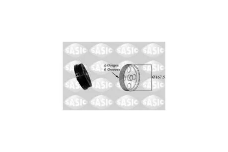 Шкив коленвала BMW 1 F20, F21, 2 F22, F87, 3 E90, E92, E93, F30, F31, F34, 4 F32, F33, F36, 5 F07, F10, F11, X1, X3 Sasic SASIC '2156078