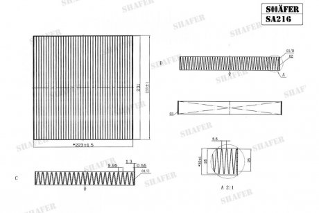 Фильтр салона Honda Accord 03-, Civic, CR-V, Acura MDX, 06- SHAFER SA216