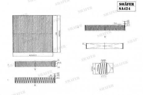 Фільтр салону Автомобілі OutlanderXL, LancerX 07-/ Nissan X-Trail 03-, Murano 06- SHAFER SA424