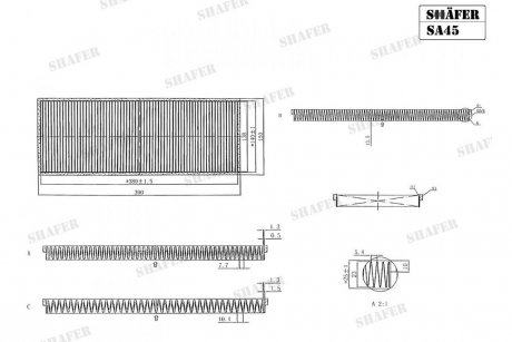 Фильтр салона VW Passat B5 96-00, Audi A4, A6 96-00 (390*150*25) SHAFER SA45