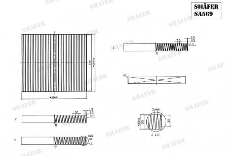 Фильтр салона Jeep Patriot, Compass, Dodge Caliber, Avenger, Journey, Chrysler 200, Cirrus, Sebring, 01- SHAFER SA569