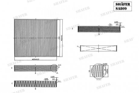 Фильтр салона VW Polo, Skoda Fabia II/III, Rapid, Roomster (10-), 254x224x36 SHAFER SA809