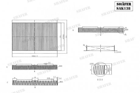 Фильтр салона Citroen C2, C3 I, C4 I-II, DS4, DS5, 1007, 307, 308, 00-, угольный SHAFER SAK138