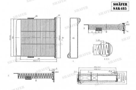 Фільтр салону Lancer, Outlander, Pajero Sport, 01-, авто SHAFER SAK485