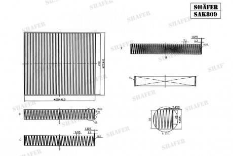 Фильтр салона VW Polo, Skoda Fabia II/III, Rapid, Roomster (10-), 254x224x36, угольный SHAFER SAK809