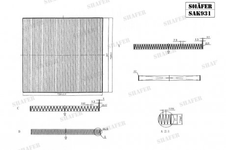 Фильтр салона Nissan Altima 07-12, Maxima 09-15, Quest 11-17, Murano II-III, Teana II, 08-14, угольный, (USA) SHAFER SAK931