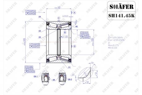 Подшипник передний Fiat Ducato, Jumper, Boxer (02-04) (90x55x54) ABS+ монт.ккт.+ SHAFER SH141.45K