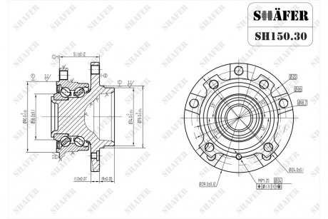 Ступица передняя BMW 5(E39) (95-04) ABS48z+ SHAFER SH150.30