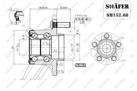 Ступица задняя Ford Transit, Connect II (02-13) ABS48z+ SHAFER SH152.68