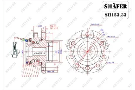 Маточина передня Opel Astra G, Zafira A (98-09) 5болтів ABS+ SHAFER SH153.33