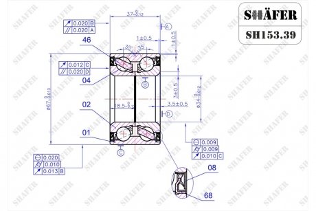 Подшипник передний Opel Combo, Corsa C, Meriva A (00-)(34x37x67) SHAFER SH153.39