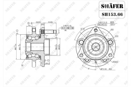 Ступица передняя Opel Astra J; Chevrolet Cruze (09-) ABS+ SHAFER SH153.66