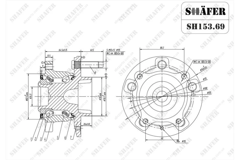Маточина задня Opel Astra J; Chevrolet Cruze (R16) (09-)ABS+ SHAFER SH153.69 (фото 1)