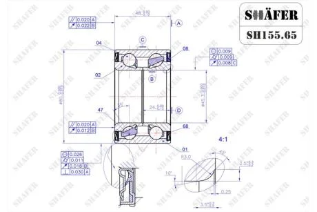 Підшипник задній Renault Master, Movano, Interstar (00-)(барабан)(45.3x80x48/48.5) SHAFER SH155.65