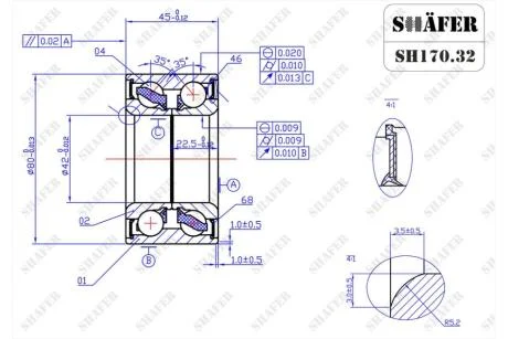 Подшипник передний Zaz Forza (10-); Kia Carens I-II, Shuma I-II; Mazda 323 IV, 626 III-V (90-)(80x42x45) SHAFER SH170.32