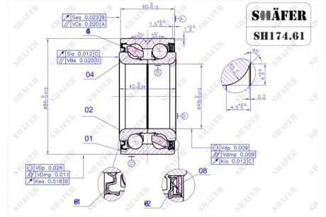 Подшипник передний Honda Accord (03-08) ABS+ (42x48x86) SHAFER SH174.61