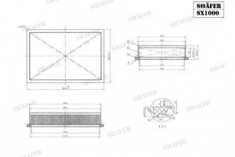 Фильтр воздушный VW Sharan, Galaxy, Alhambra, 1.9-2.8, 00- (с предфильтром) SHAFER SX1000