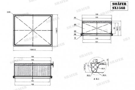 Фильтр воздушный Citroen Berlingo, Peugeot Partner 1.9-2.0HDi 2003- (с предфильтром) SHAFER SX1568