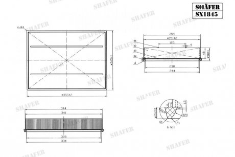 Фільтр повітряний MB Sprinter, Crafter, 06- (без сітки, кожен фільтр в індивідуальній картонній упаковці) SHAFER SX1845