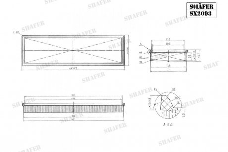 Фильтр воздушный VW Passat B8, Jetta IV 2.5 (12-), (USA) SHAFER SX2093