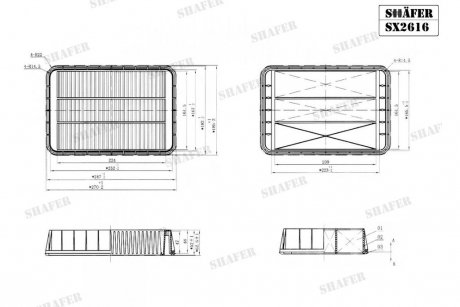 Фильтр воздушный Mitsubishi Lancer X, Outlander XL, ASX, C-Crosser, 4007, 06- SHAFER SX2616