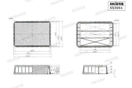 Фильтр воздушный с предфильтром Mitsubishi Lancer X, Outlander XL, ASX, C-Crosser, 4007, 06- SHAFER SX2694