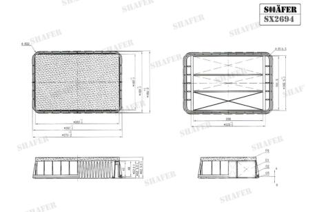 Фільтр повітряний Mitsubishi Lancer X, Outlander XL, ASX, C-Crosser, 4007, 06- з передфільтром SHAFER SX2694