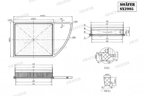 Фильтр воздушный Citroen Berlingo,C4, Partner, 308 1.6HDI 08- (с предфильтром) SHAFER SX2995