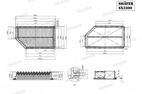 Фильтр воздушный Hyundai Accent, Solaris, Kia Rio, Soul, 1.4-1.6, 11-, (тип Denso - пластиковый) SHAFER SX3300