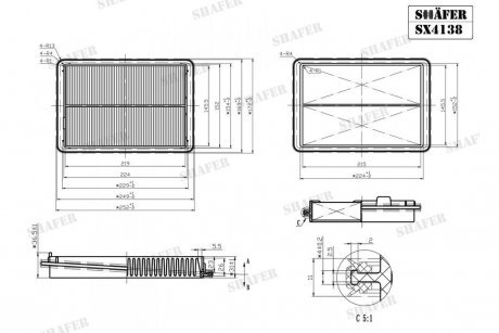 Фильтр воздушный Nissan Qashqai II, Nissan X-Trail III, Renault Kadjar 1.2-2.0 (13-) SHAFER SX4138