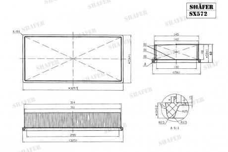 Фильтр воздушный Fiat Scudo, Jumpy, Expert, 96-07 SHAFER SX572