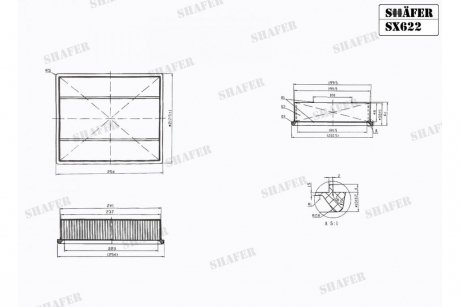 Фильтр воздушный VW Passat B5, SuperB, A4, A6 96-04, BMW E32/E38 M60, (каждый фильтр в индивидуальной картонной упаковке) SHAFER SX622