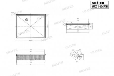 Фильтр воздушный VW T5, 03-, (с сеткой - упаковка полиэтиленовый пакет) SHAFER SX786MNB