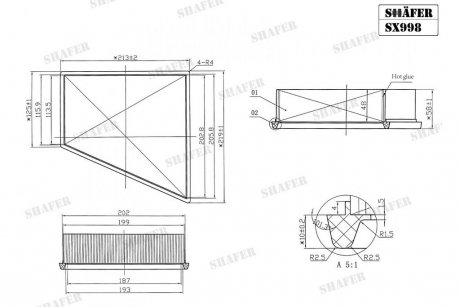 Фильтр воздушный VW Polo, Fabia I,II, Rapid, Roomster, Ibiza III,IV, Toledo, 1.2-1.4, 10- SHAFER SX998