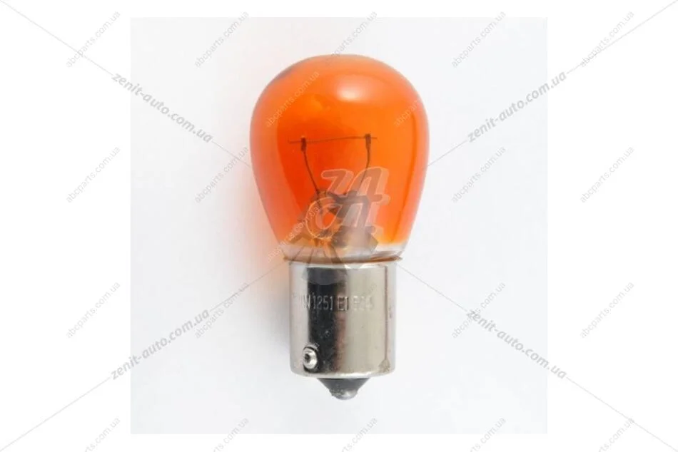 Лампа розжарювання 12V PY21W BAU15s AMBER (жовта) (1-конт)(смещ.цоколь) (кратно 10) Solar 1251 (фото 1)